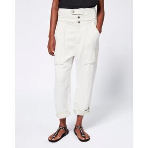 Isabel Marant Etoile Lago Linen Trousers Pants Ecru Cream Women's 36 / US Small